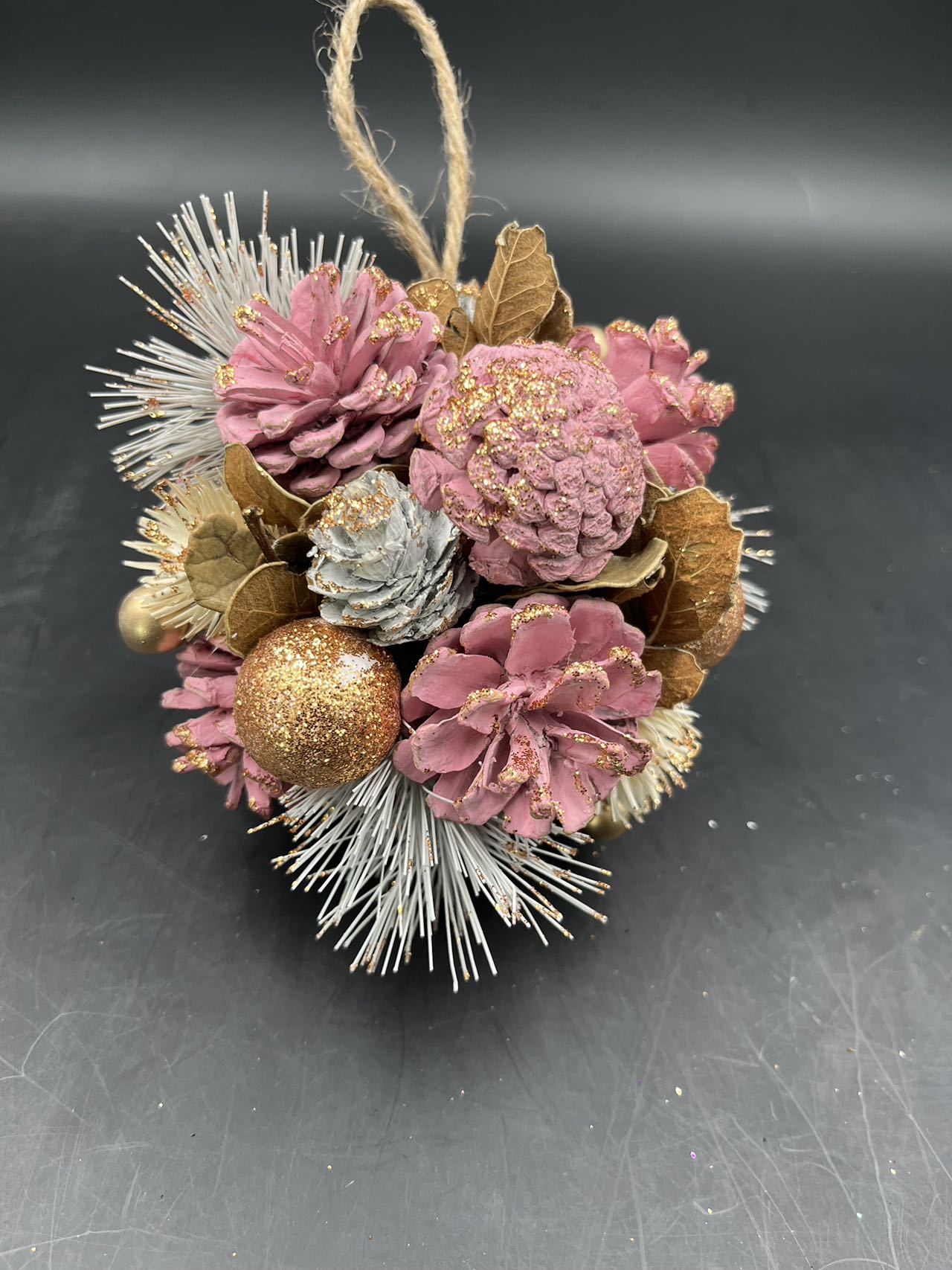 Pink Christmas Wreath, Green, Crestwood Spruce, White Lights, Decorated with Pine Cones, Berry Clusters, Frosted Branches, Christmas Collection