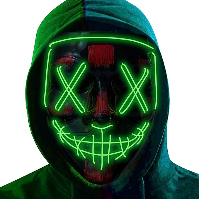 Poptrend Halloween Mask LED Light up Mask for Festival Cosplay Halloween Costume Masquerade Parties,Carnival,Gifts