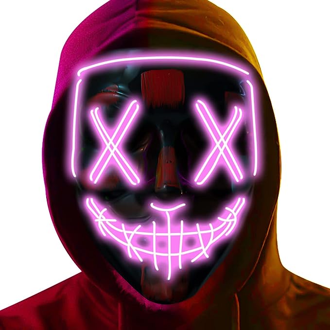 Poptrend Halloween Mask LED Light up Mask for Festival Cosplay Halloween Costume Masquerade Parties,Carnival,Gifts