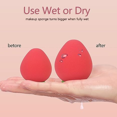 B3 Makeup Sponges, 4 PCS Professional Beauty Sponge Blender, Latex Free Dry & Wet Cosmetic Make Up Sponges for Blending Liquid Foundation, Cream, Powder (Yellow + Rose Red + Light Yellow + Green)