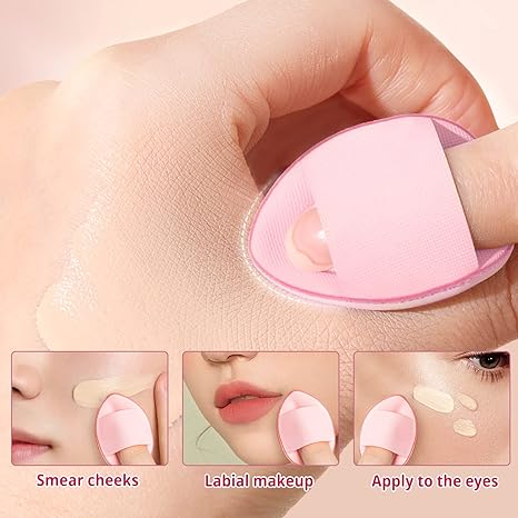 5 Pcs Finger Puff, Mini Finger Makeup Puff, Super Soft Beauty Makeup Tools for Foundation, Repair Cream, Concealer, Eye Shadow, Beauty Makeup Tools (5 Color 1 Set)