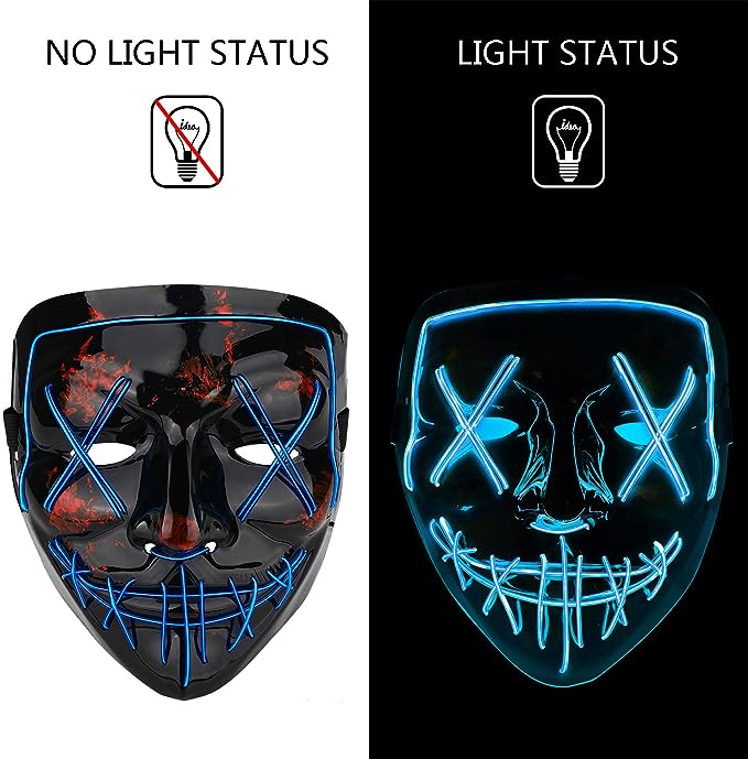 Poptrend Halloween Mask LED Light up Mask for Festival Cosplay Halloween Costume Masquerade Parties,Carnival,Gifts