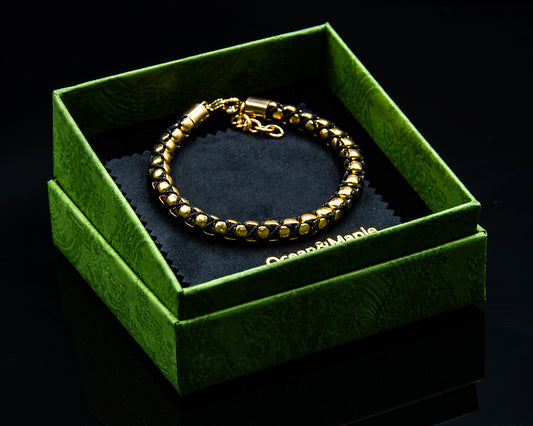 O&M gold-tone stainless steel belcher bracelet 8 inches THE GOLD CRUSH