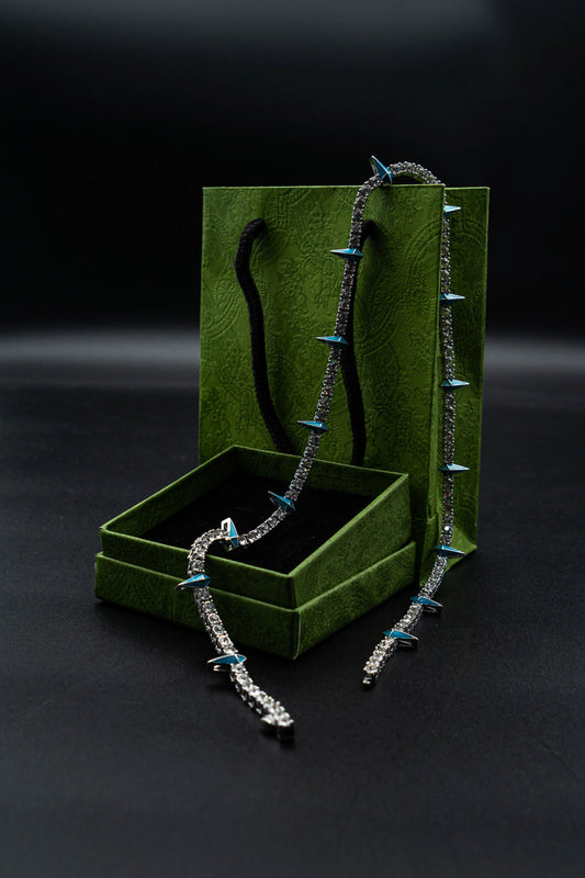 Panther Style Tennis Diamond Chain Stainless Steel 22 Inch Only