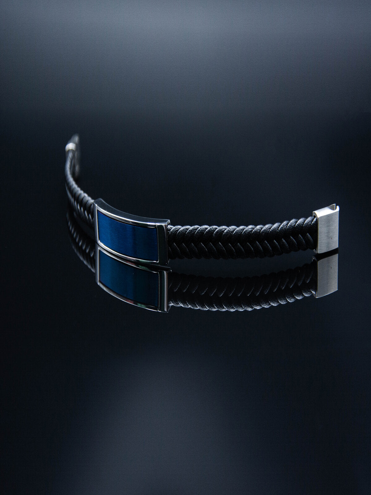 O&M stainless steel & micro fiber cord bracelet 8 inches men THE BLUE OATH