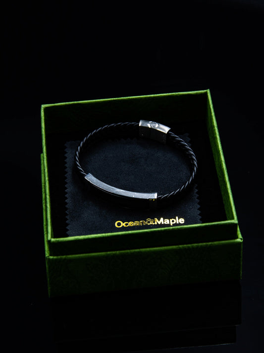 O&M stainless steel & micro fiber cord bracelet 8 inches men THE BLUE OATH