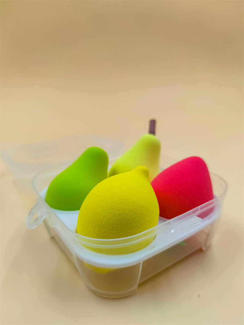 B3 Makeup Sponges, 4 PCS Professional Beauty Sponge Blender, Latex Free Dry & Wet Cosmetic Make Up Sponges for Blending Liquid Foundation, Cream, Powder (Yellow + Rose Red + Light Yellow + Green)