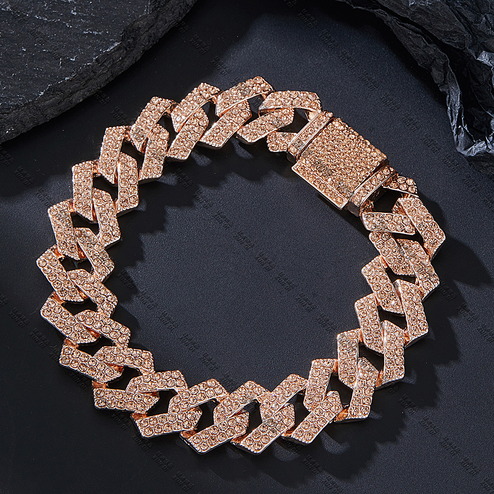 15mm Rhinestone Double Row Of Rhinestone Inlaid ZZ Decorative Necklace