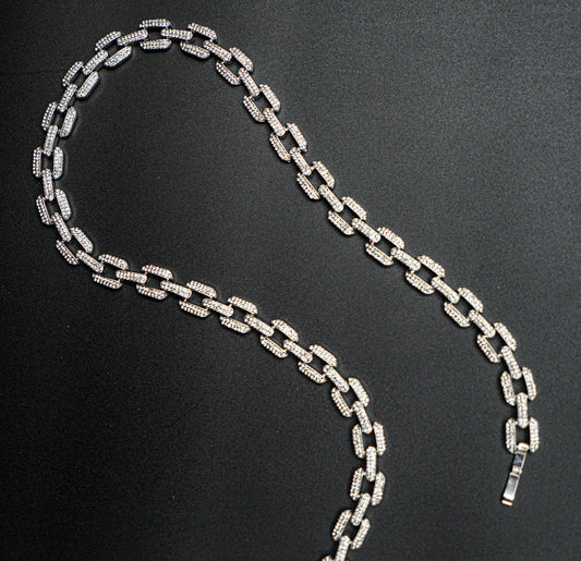 O&M Rhinestone Cut Miami Men's Cuban Link Chain Necklace