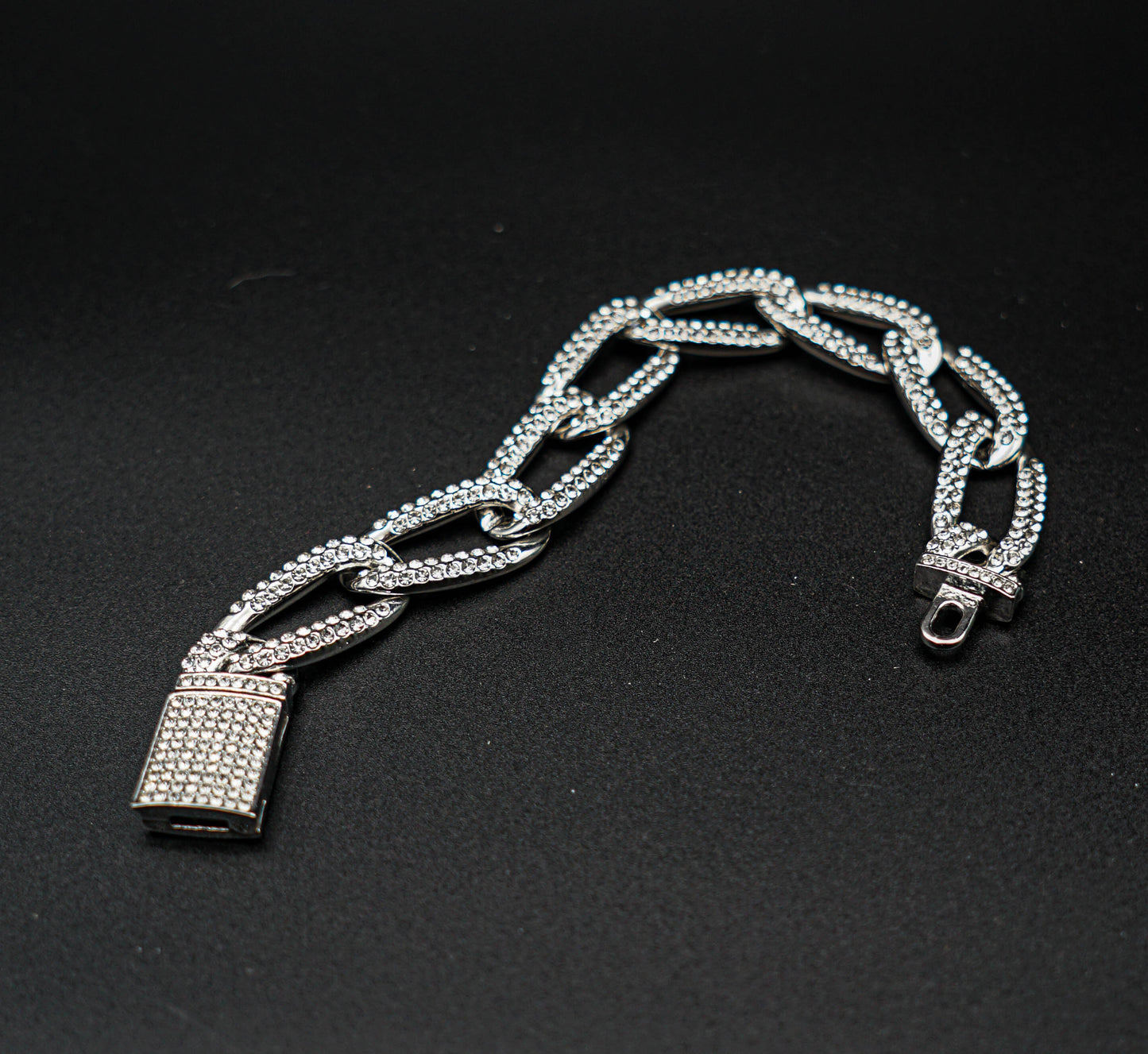 Cuban Link Chain Heavy Strong Necklaces Plated Rhinestone
