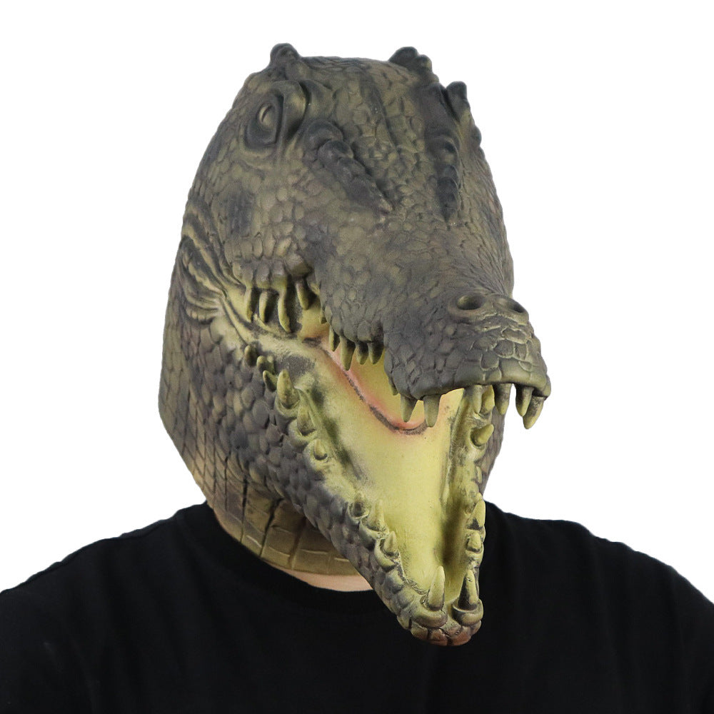 Animal Mask, Costume Novelty, Halloween Party Adult Latex Alligator, Cosplay Full Head Mask, Reptile, Carnival Mask