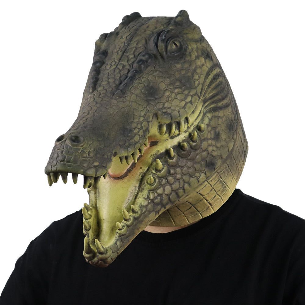 Animal Mask, Costume Novelty, Halloween Party Adult Latex Alligator, Cosplay Full Head Mask, Reptile, Carnival Mask