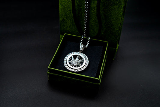 Alloy Maple Leaf Pendant with Rhinestones and 3 mm Stainless Steel Twisted Curb Chain