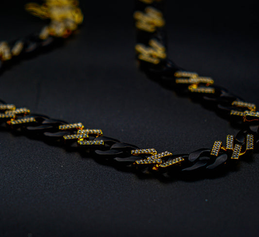 Gold and Black Iced Out Cuban Link Chain