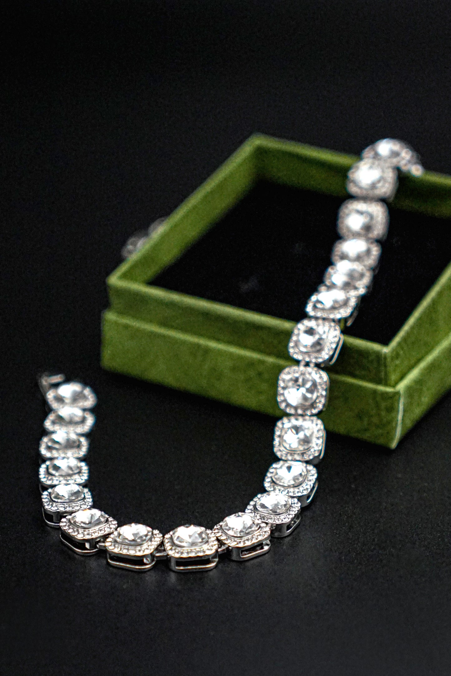 Rhinestone 13mm Square Rhinestone Necklace