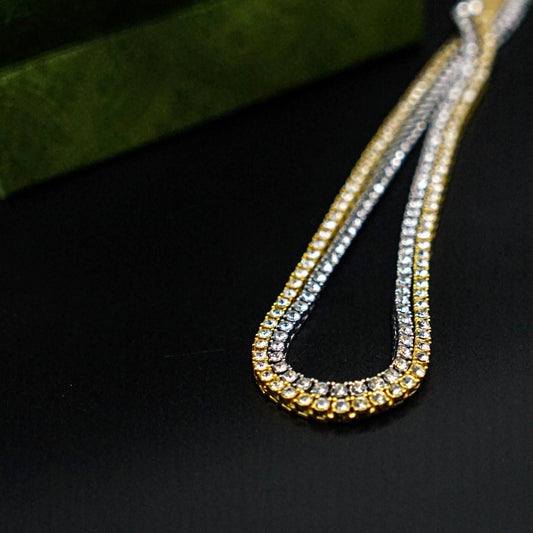 Rhinestone Inlaid Decorative Tennis Necklace