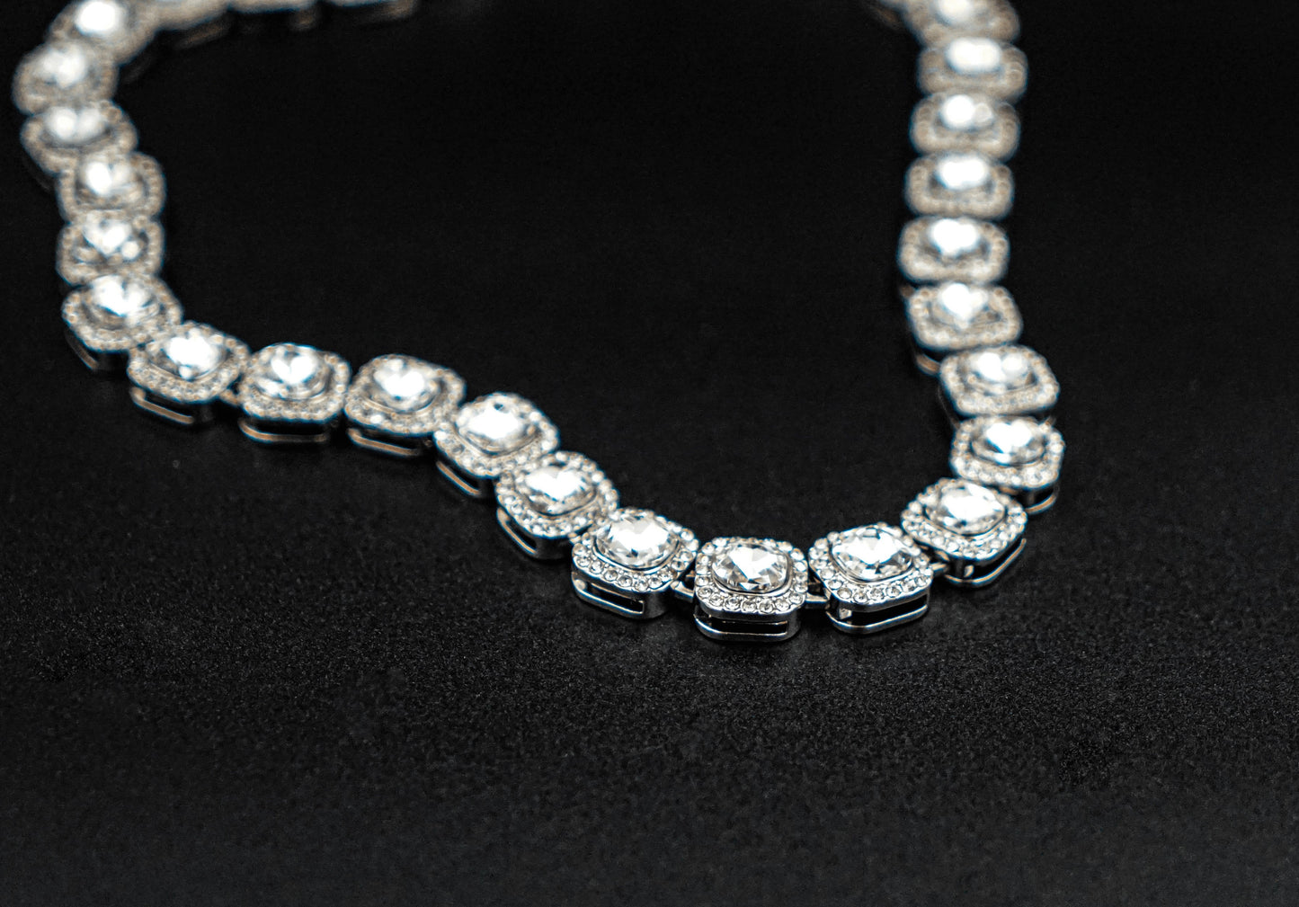 Rhinestone 13mm Square Rhinestone Necklace